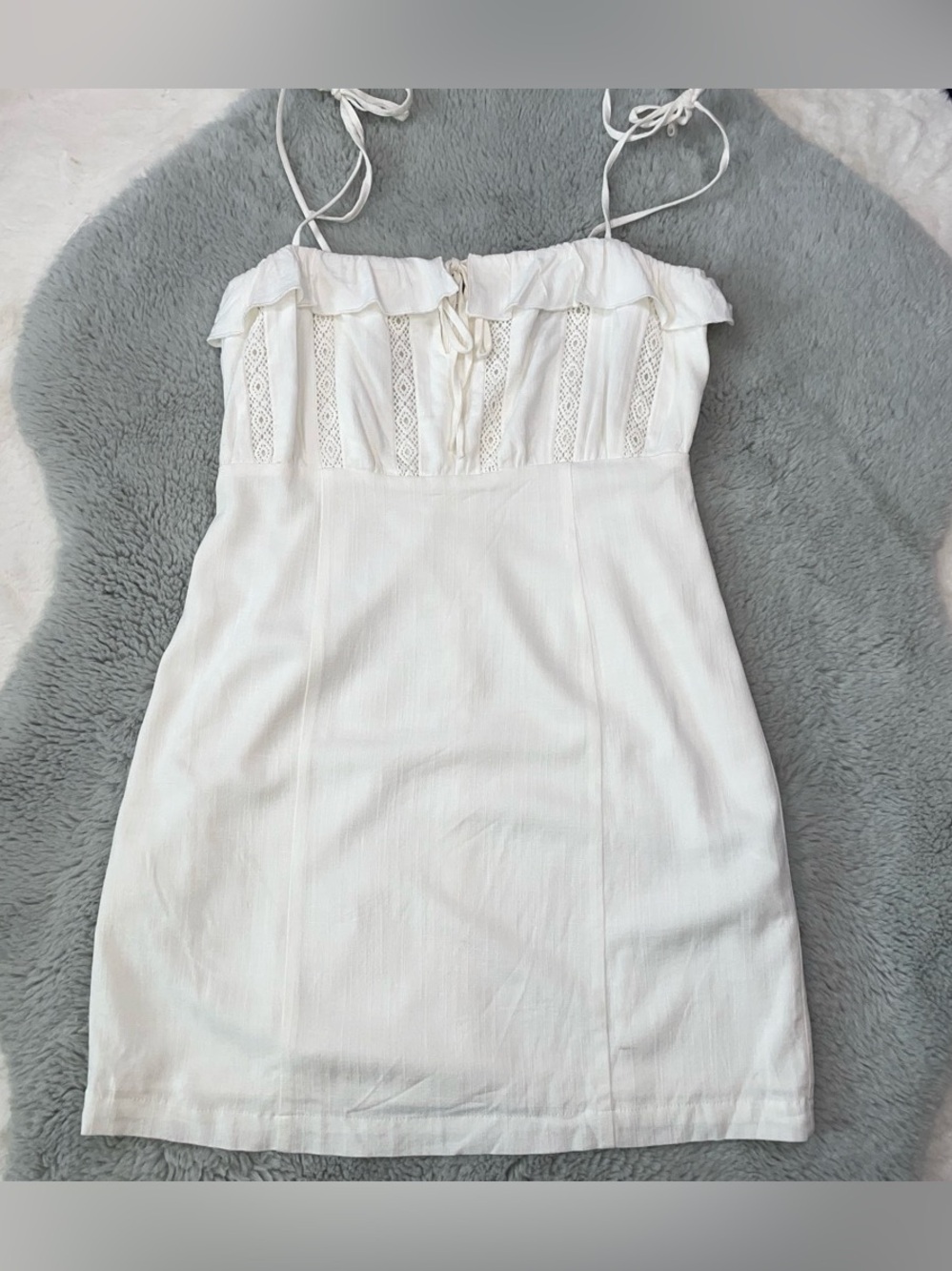 Forever 21 White Lace-Trim Tie-Strap Mini Dress